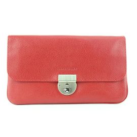 Longchamp Red Leather Lock Flap Clutch 9lc113 Other