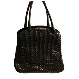 Bottega Veneta Black Braided Leather Handbag Black