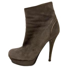 Yves Saint Laurent-Triptoo ankle boots in smoke grey and silver-Grey