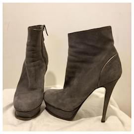 Yves Saint Laurent-Triptoo ankle boots in smoke grey and silver-Grey