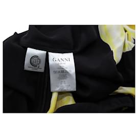 Ganni-Ganni Fayette Wrap Effect Floral Skirt in Black SIlk-Black