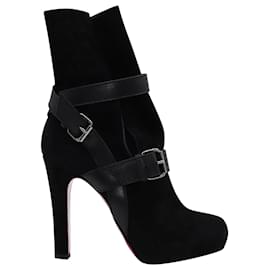 Christian Louboutin-Christian Louboutin Guerriere 120 Boots in Black Suede-Black