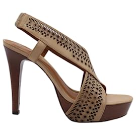 Diane Von Furstenberg-Diane Von Furstenberg Zoe High Platform Sandals in Brown Leather-Brown