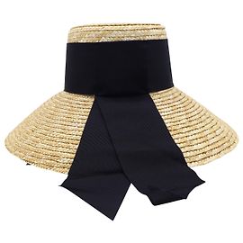 Eugenia Kim Mirabel Hut mit Grosgrain-Besatz aus beigem Stroh Beige