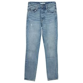 Autre Marque-GRLFRND Hoch sitzende Jeans mit geradem Bein aus blauer Baumwolle-Blau