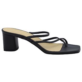 Aeyde Larissa Square-Toe Sandals in Black Leather Black
