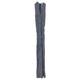 Tory Burch Nautical Dot Jumpsuit in Blue Silk Blue Navy blue