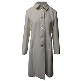 Aquascutum Great Coat in Cream Angora Wool White Cream