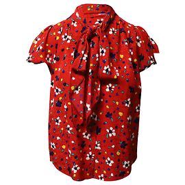 Marc Jacobs Jacquard-Bluse mit Blumenmuster aus roter Seide Andere