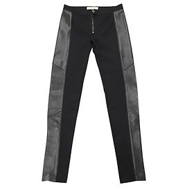 Burberry Leather Side Panel Pants in Black Acetate Black