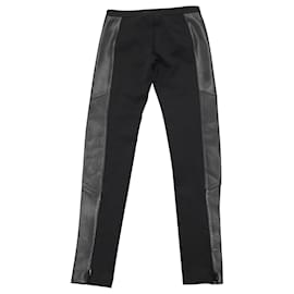 Burberry-Pantaloni Burberry in pelle con pannello laterale in acetato nero-Nero