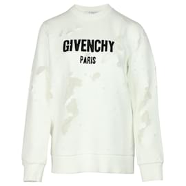 Givenchy Distressed-Sweatshirt aus weißer Baumwolle Weiß