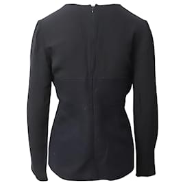 Marni-Marni Long Sleeve Blouse with Stitch Detail in Black Wool-Black