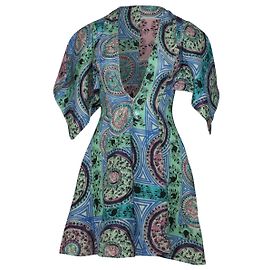 JW Anderson Mini Robe Mystic Paisley Print en Lin Multicolore Multicolore