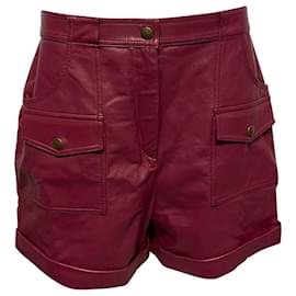 Philosophy di Lorenzo Serafini-Philosophy Di Lorenzo Serafini Faux Leather Shorts in Burgundy Polyester-Dark red