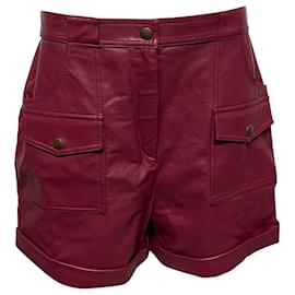 Philosophy di Lorenzo Serafini-Philosophy Di Lorenzo Serafini Faux Leather Shorts in Burgundy Polyester-Dark red