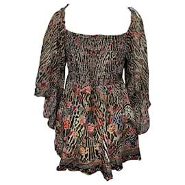 Camilla-Camilla Shirred Body Mini Vestido em Seda Multicolorida-Outro