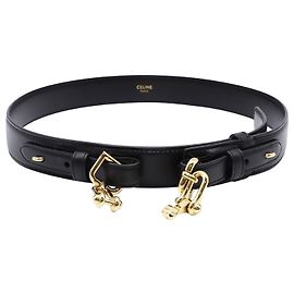Céline Cinto Celine em couro de bezerro preto Couro Preto
