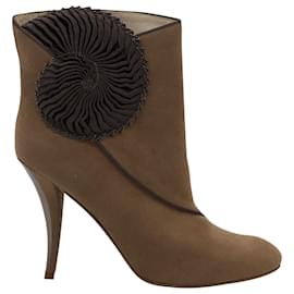 Stella Mc Cartney-Stella McCartney Suedette Seashell Ankle Boots em camurça marrom-Marrom