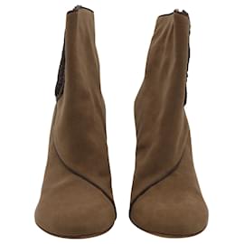 Stella Mc Cartney-Stella McCartney Suedette Seashell Ankle Boots in Brown Suede-Brown