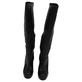 Saint Laurent-Saint Laurent Knee High Boots in Black Leather-Black