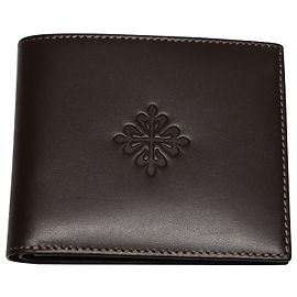 Patek Philippe Geneve Carteira Bi-fold em couro de bezerro marrom Couro Marrom