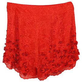 Jenny Packham Shorts com enfeites de renda vermelha Vermelho
