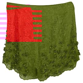 Jenny Packham-Jenny Packham Embellished Shorts in Red Lace-Red