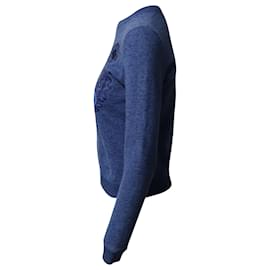 Kenzo-Kenzo Obermaterial bestickter Pullover aus blauer Baumwolle-Blau