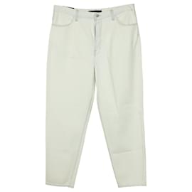J Brand-J Brand Pleated Peg Jeans in White Cotton-White,Cream