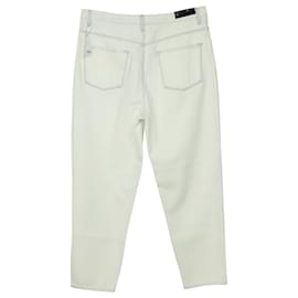 J Brand-J Brand Pleated Peg Jeans in White Cotton-White,Cream