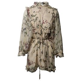 Zimmermann Maples Frill Floral Romper in Cream Silk Other