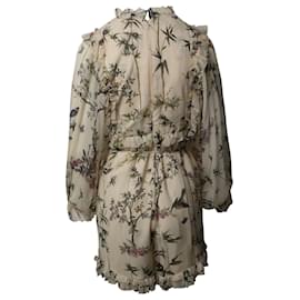 Zimmermann-Zimmermann Maples Frill Floral Romper in Cream Silk-Other