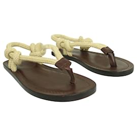 Saint Laurent-Brown Flat Cord Sandals-Brown