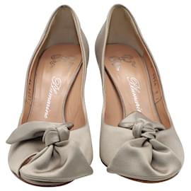 Blumarine-Zapatos De Salón Peep Toe Bow De Blumarine En Satén Gris-Gris