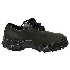 Tênis com cadarço Marni Chunky em couro de bezerro verde-oliva Verde Verde oliva