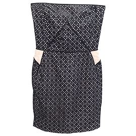 Mini vestido Maje Eyelet Tube em algodão preto Preto