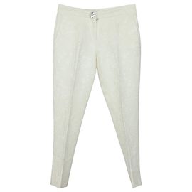 Calça Jacquard Floral Dolce & Gabbana em Algodão Marfim Branco Cru
