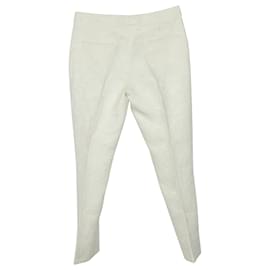 Dolce & Gabbana-Dolce & Gabbana Floral Jacquard Trousers in Ivory Cotton-White,Cream