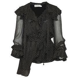 Zimmermann Polka Dot Bluse aus schwarzer Seide Schwarz
