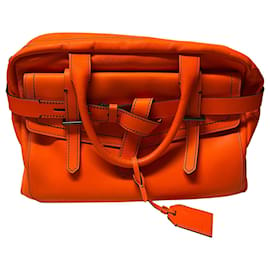 Reed Krakoff-Reed Krakoff Boxer Tote Bag aus orangefarbenem Kalbsleder Leder-Orange