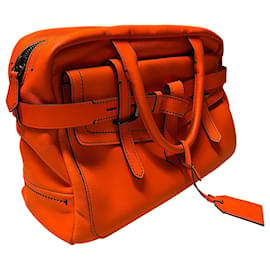 Reed Krakoff-Reed Krakoff Boxer Tote Bag aus orangefarbenem Kalbsleder Leder-Orange