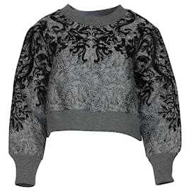 Dolce & Gabbana-Dolce & Gabbana Besticktes Rundhals-Sweatshirt aus grauem Polyester-Grau