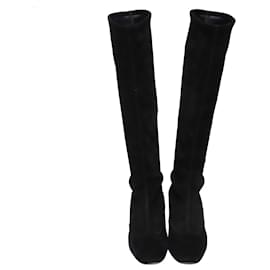 Bottega Veneta-Bottega Veneta Knee Boots in Black Suede-Black