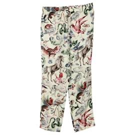 Valentino-Valentino Safari Calça reta com estampa de seda multicolorida-Outro