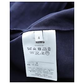 Valentino-Valentino Three-Quarter Sleeve Crop Top in Navy Blue Linen-Navy blue