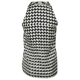 Max Mara-Max Mara – Ärmellose Bluse mit Kragen aus schwarzer bedruckter Seide-Andere