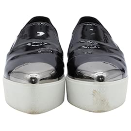 Miu Miu-Miu Miu Metal-Cap-Toe Sneakers in Black Patent Leather-Black