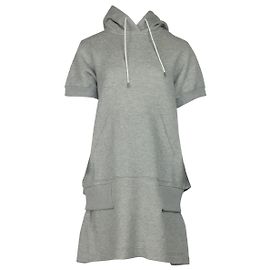 Vestido de moletom com capuz e manga curta Sacai em algodão cinza Cinza
