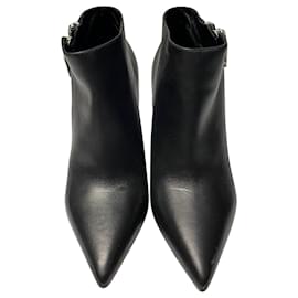 Saint Laurent-Saint Laurent Double Zip Ankle Boots in Black Leather-Black